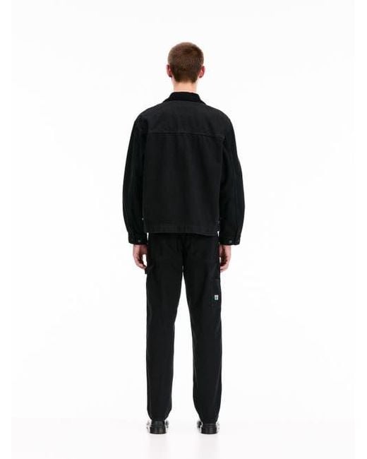 vowels Black Cord Collared Zip-Up Jacket for men