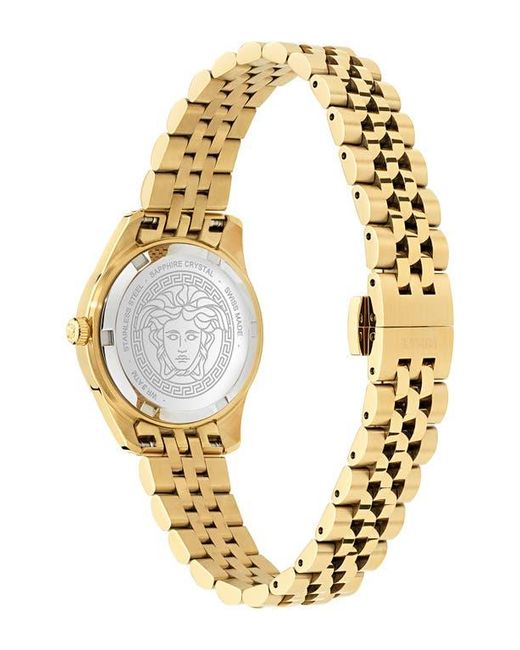 Versace Metallic Greca Time Diamond Bracelet Watch, 30Mm