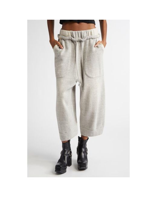 R13 Gray Deconstructed Drop Crotch Crop Sweatpants