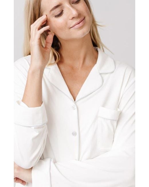 Cozy Earth White Long Sleeve Knit Pajamas