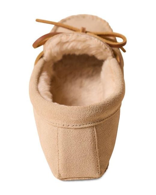 Minnetonka Natural Faux Fur Lined Soft Sole Slipper