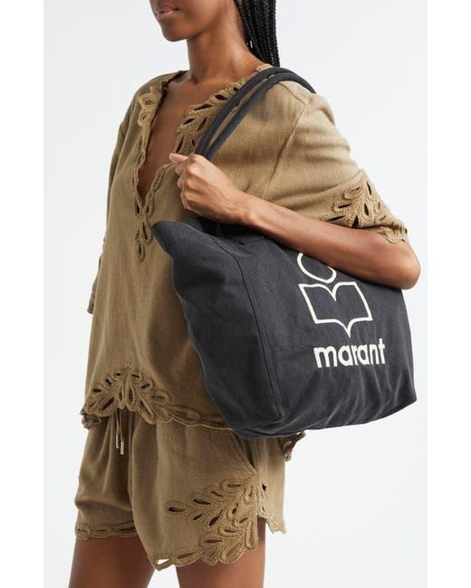 Isabel Marant Black Xo Capsule Small Yenky Embroidered Logo Canvas Tote