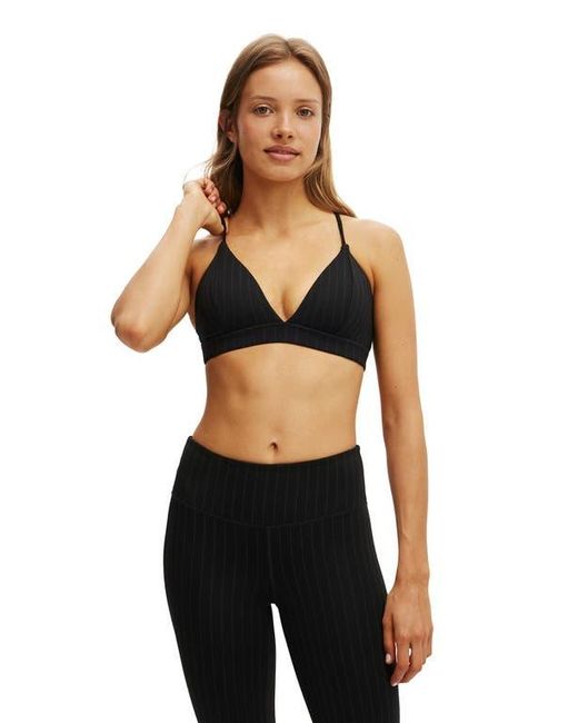 Cotton On Black Active Pinstripe High Apex Crop