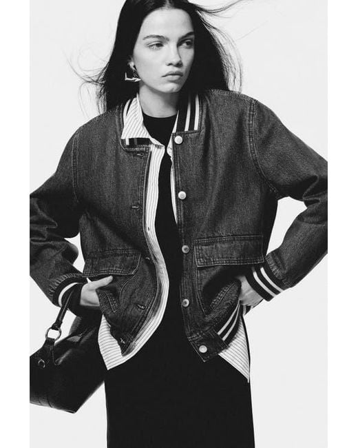 H&M Blue Denim Baseball Jacket