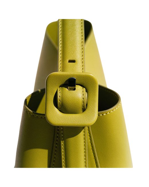 Mango Green Buckle Detail Faux Leather Shopper