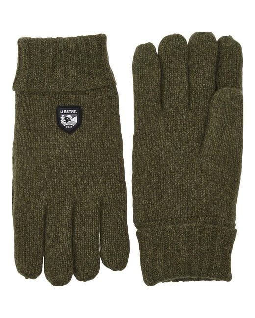 Hestra Green Wool Blend Gloves for men