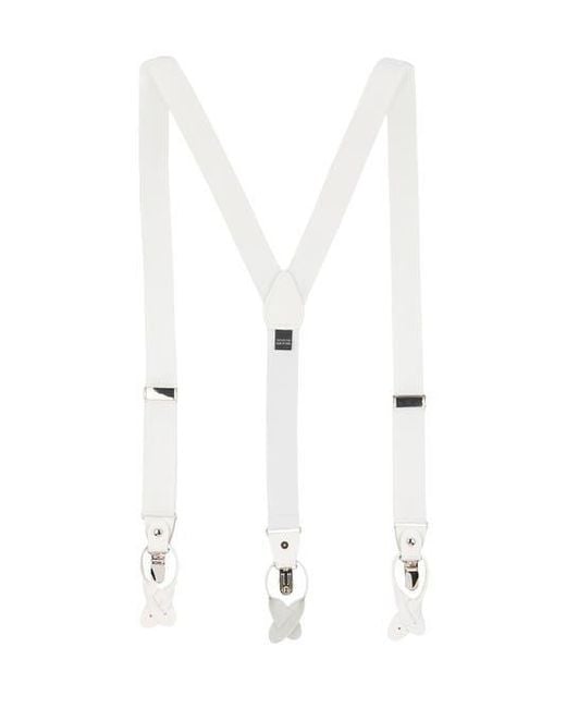 Brooklyn Brigade White Solid Web Adjustable Suspenders for men
