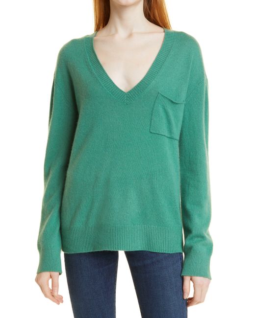 ATM Green Oversize Cashmere V-neck Sweater