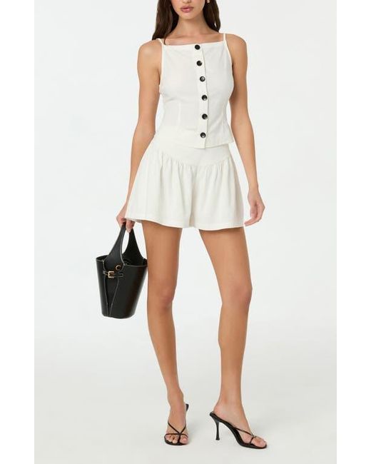 Astr White Boat Neck Button-Up Camisole
