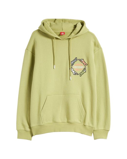 ICECREAM Green Embroidered Cotton Graphic Hoodie for men