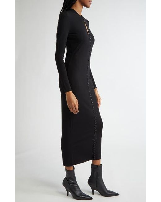 Alexander Wang Black Long Sleeve Knit Button-Up Body-Con Dress