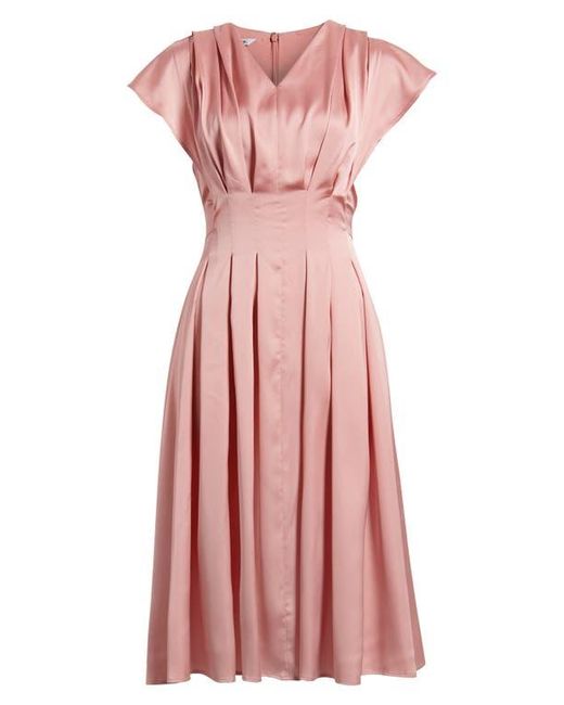 Misook Pleated Charmeuse Fit & Flare Dress in Pink | Lyst