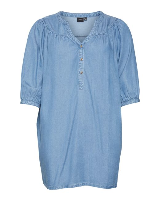 Vero Moda Blue Bree Relaxed Chambray Tunic Dress