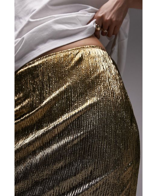 TOPSHOP Textured Metallic Maxi Skirt