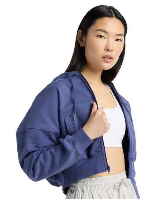 New Balance Blue French Terry Crop Zip Hoodie