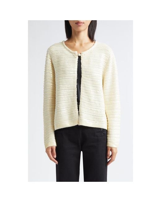 Bode White Spotlight Sequin Virgin Wool Swing Cardigan