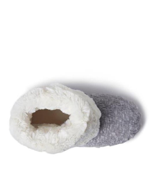 Dearfoams Gray Beth Faux Fur Fold Down Fuzzy Bootie Slipper