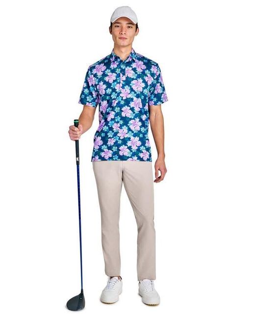 Con.struct Blue Regular Fit Layered Hibiscus Recycled Performance Golf Polo for men