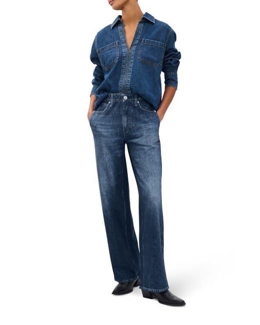 Rag & Bone Blue Miramar Wide Leg Cotton Terry Sweatpant Jeans