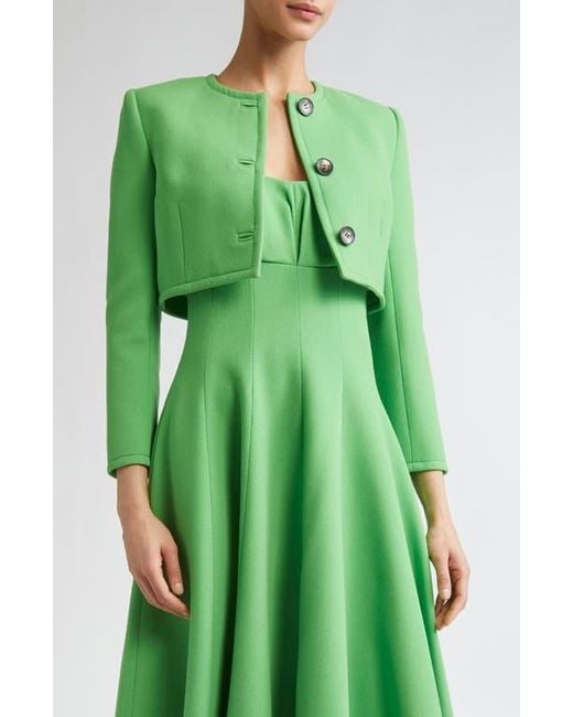 Emilia Wickstead Green Lizette Crop Wool Jacket