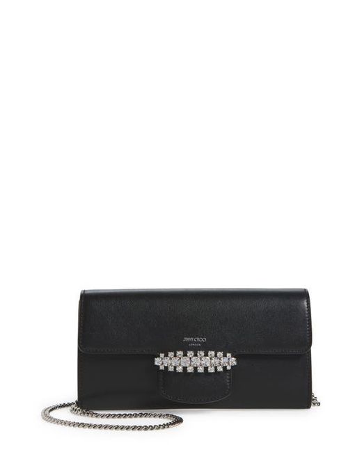 Jimmy Choo Black Bing Leather Wallet On A Chain