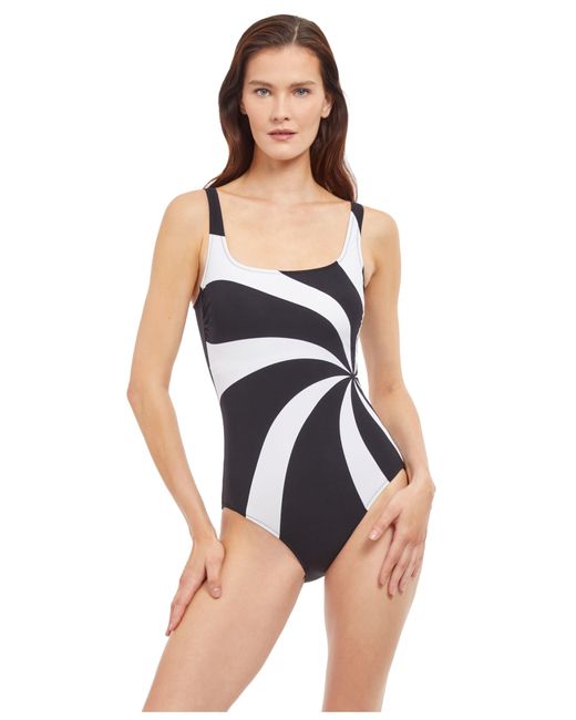 Gottex Black Timeless Square Neck One Piece Swimsuit