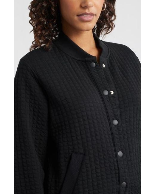 Caslon Black Quilted Cotton Bomber Jacket