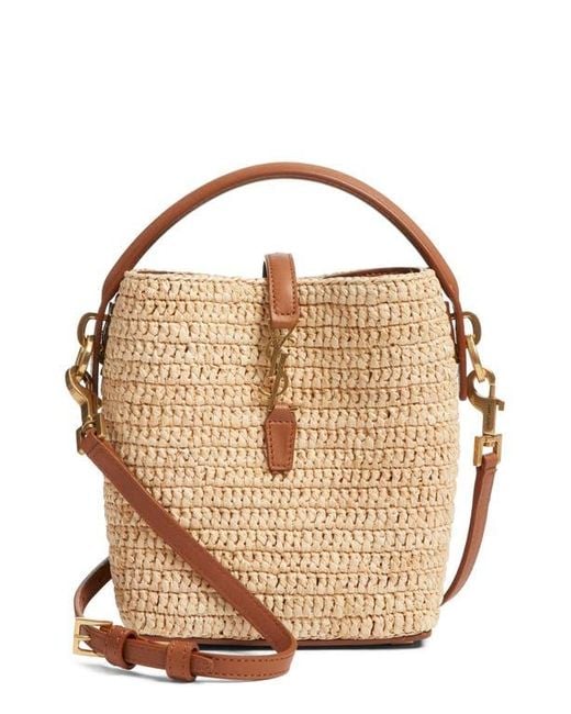Saint Laurent Natural Mini Le 37 Raffia Bucket Bag
