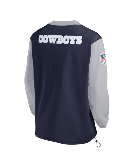 Men's Nike Navy Dallas Cowboys Sideline Athletic Stack V-Neck Pullover  Windshirt Jacket