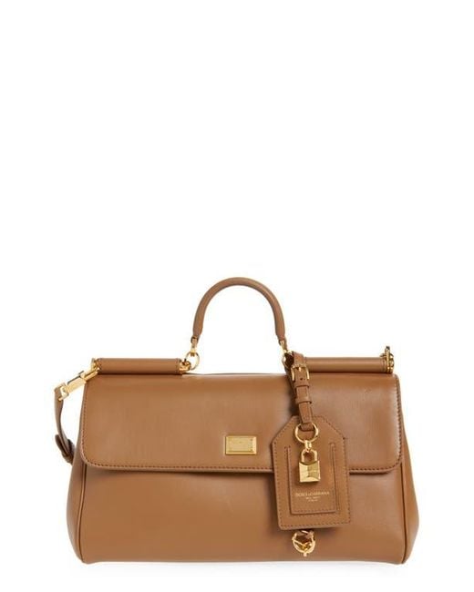 Dolce & Gabbana Brown My Sicily East/West Plongé Leather Top Handle Bag