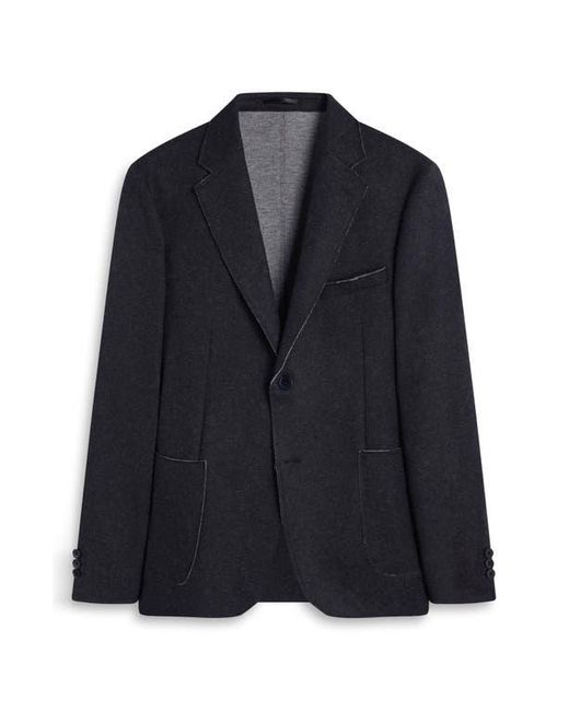 Bugatchi Black Wool Blend Laser Cut Blazer for men