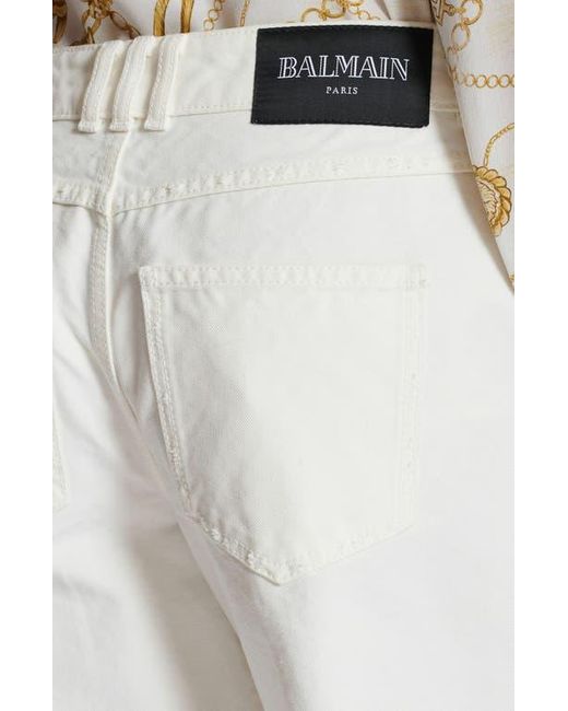 Balmain White Plain Denim Straight-Fit Jeans