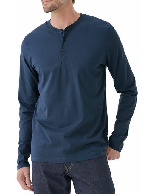 Pact Blue Organic Cotton Softspun Long Sleeve Henley for men
