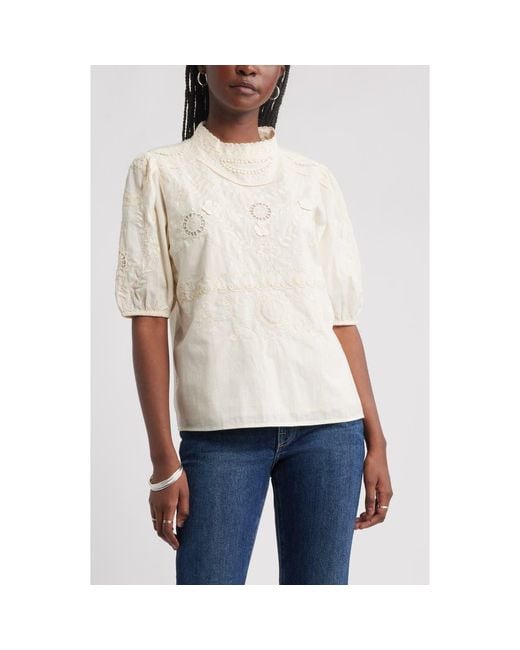 Treasure & Bond White Lace Trim Cotton Broderie Anglaisetop