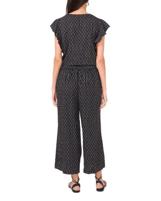 Vince Camuto Black Print Ruffle Sleeve Top