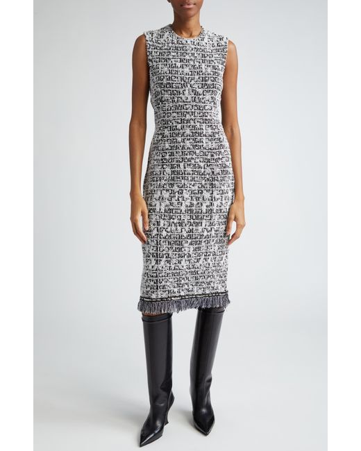 Givenchy Gray Tweed Sleeveless Sheath Dress