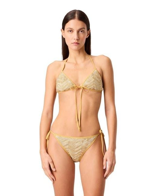 Missoni Metallic Triangle Mesh Bikini With Zigzag Pattern And Sequins