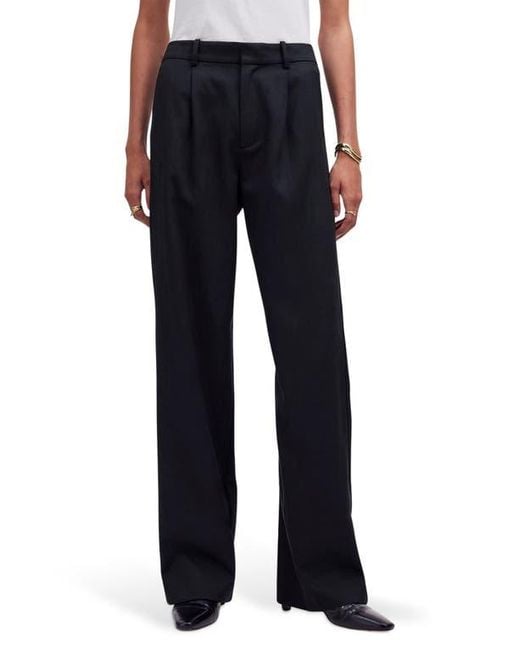 Madewell Blue Slouchy Straight Leg Twill Pants