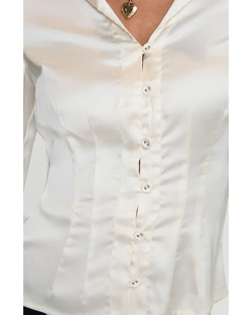 Princess Polly White Miravella Satin Button-Up Shirt