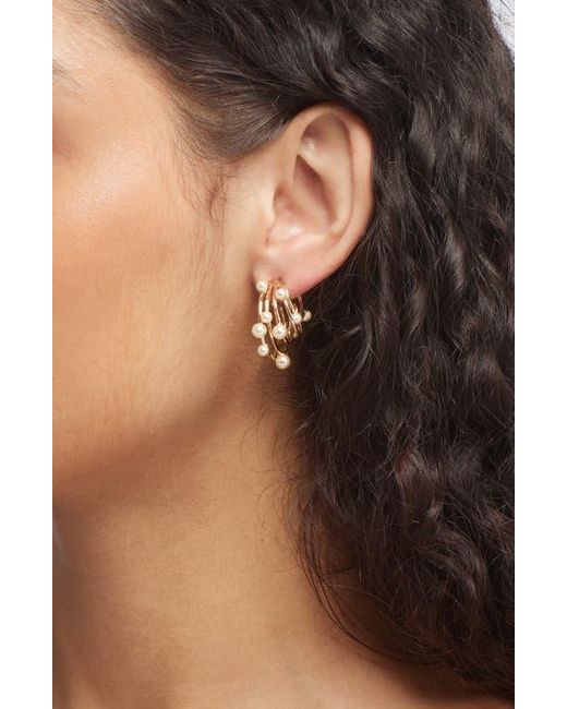Tory Burch Metallic Pearl Multihoop Earrings