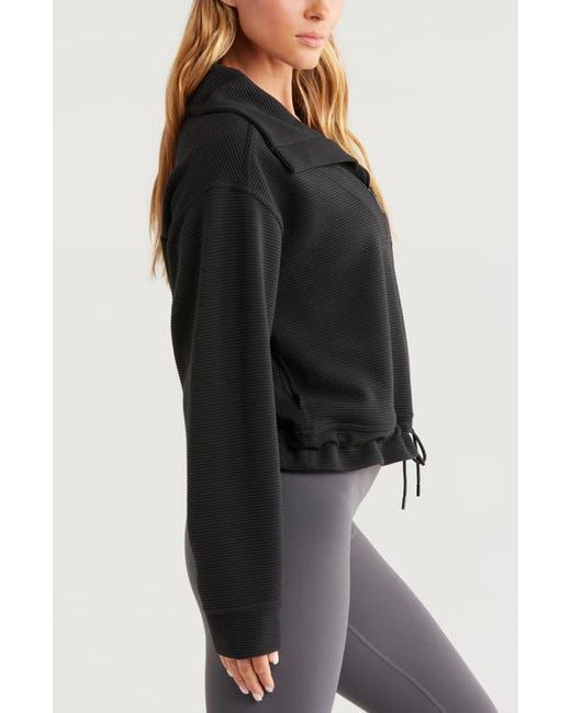 Zella Black Kickback Ottoman Half Zip Pullover
