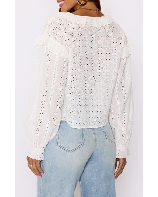 Vici Collection White Mabel Tie Front Crop Cotton Broderie Anglaise Top