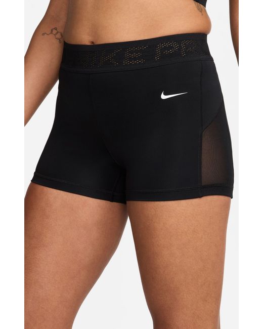 Nike Black Pro 3-inch Mid Rise Mesh Panel Shorts