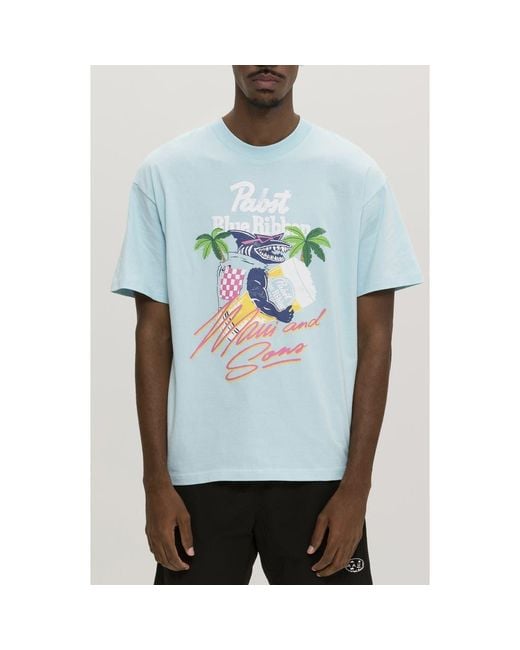 Maui & Sons Blue X Pabst Ribbon Shark Graphic T-Shirt for men