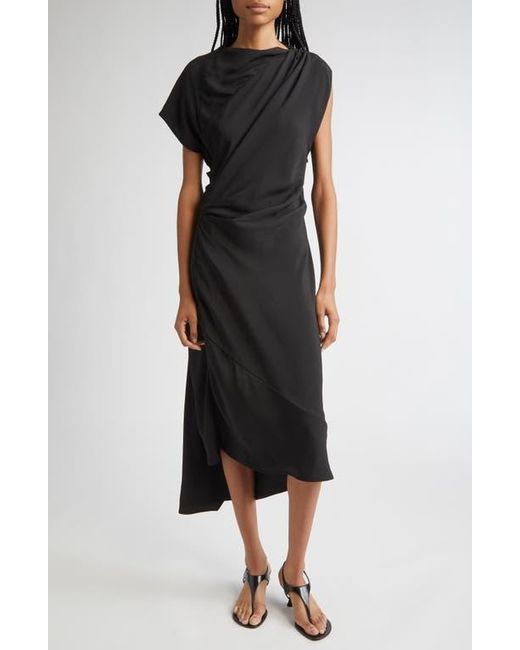 Proenza Schouler Black Hallie Hammered Viscose Asymmetric Hem Dress