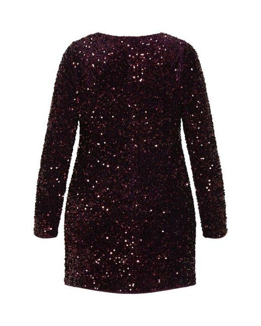 City Chic Black Winter Sequin Long Sleeve Dress
