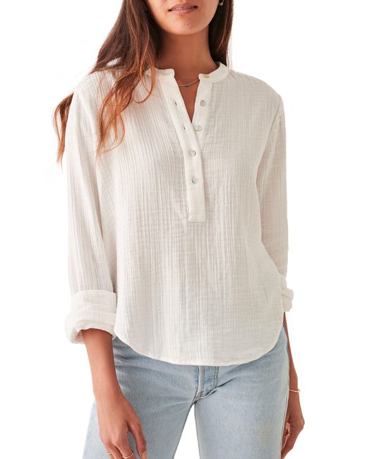 Faherty Dream Organic Cotton Gauze Popover Shirt in White | Lyst