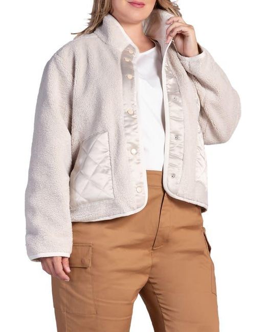 Standards & Practices Natural Zozo Satin Panel Faux Shearling Jacket