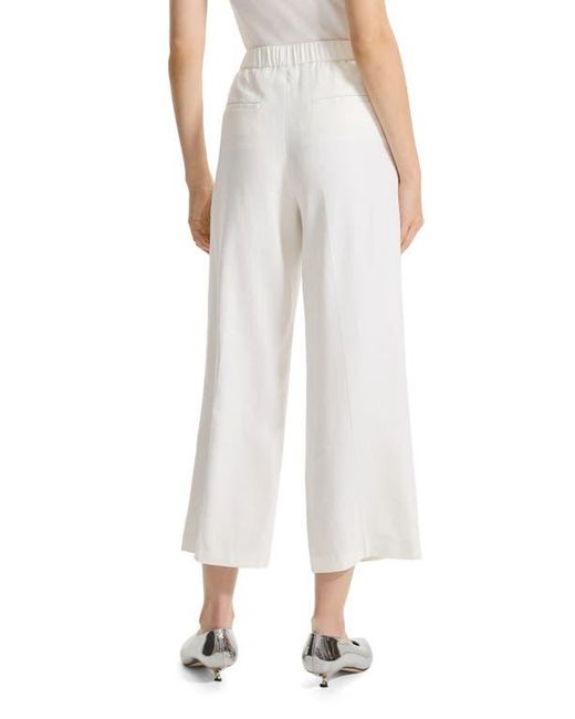 Theory White Pull-On Linen Blend Wide Leg Pants