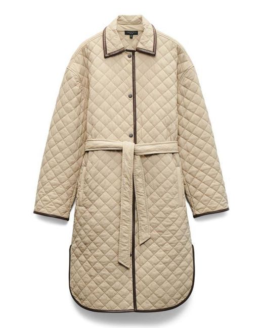 Rag & Bone Natural Kelly Oversize Faux Leather Trim Quilted Jacket